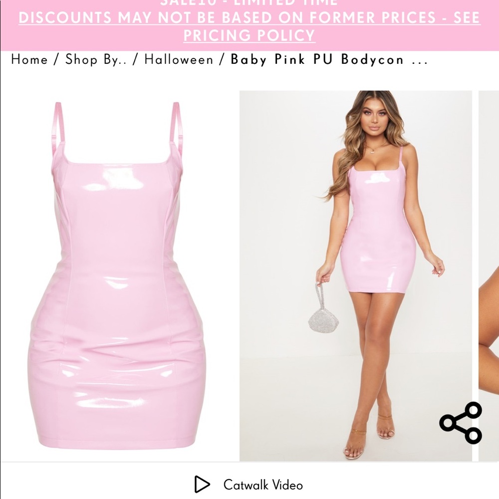 Pink faux leather mini dress